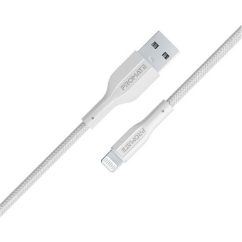 Promate USB-A to Lightning Connector Super Flexible Cable (White, 1m)
