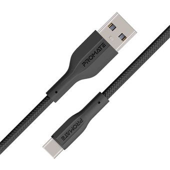 Promate USB-A to USB-C Super Flexible Cable (Black, 1m)