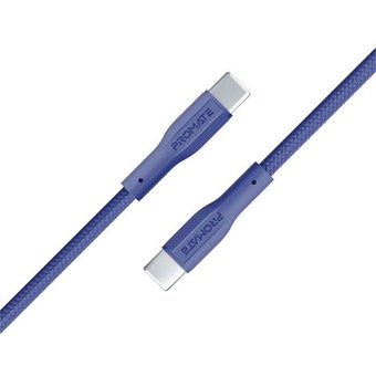 Promate USB-C to USB-C Super Flexible Cable (Blue, 1m)