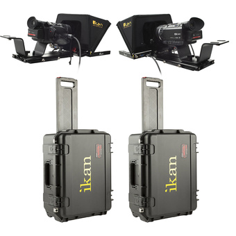 Ikan P2P Interview System with 2 x 12" Teleprompters Travel Kit