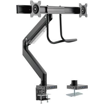 Brateck 17"-32" Dual Monitor Gas Spring Arm With Built-In Docking
