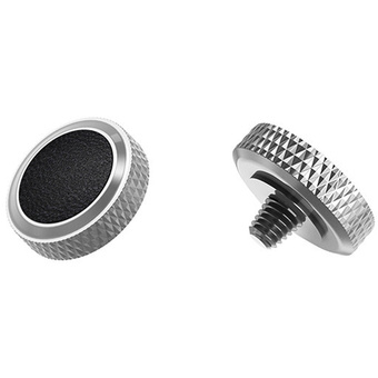 JJC Threaded Deluxe Soft Release Button (Grey Plated with Black Microfibre Leather Surface)