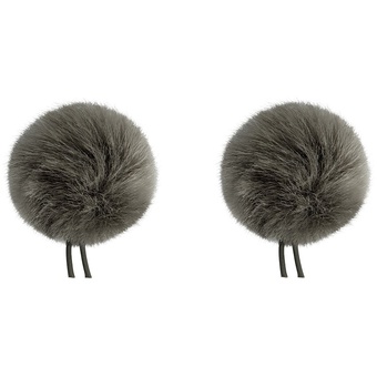Bubblebee Industries Twin Windbubbles Imitation-Fur Windscreen Set for Lav Mics 3 to 4mm (Grey)