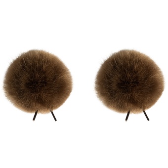 Bubblebee Industries Twin Windbubbles Imitation-Fur Windscreen Set for Lav Mics 5 to 9mm (Brown)