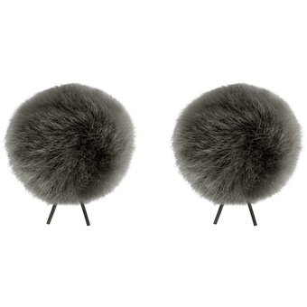 Bubblebee Industries Twin Windbubbles Imitation-Fur Windscreen Set for Lav Mics 5 to 9mm (Grey)