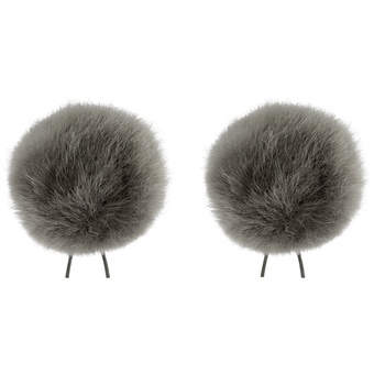 Bubblebee Industries Twin Windbubbles Imitation-Fur Windscreen Set for Lav Mics 8 to 13mm (Grey)