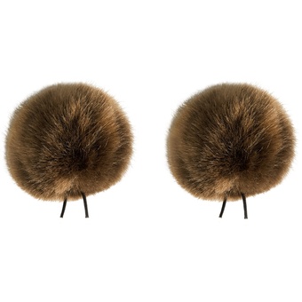 Bubblebee Industries Twin Windbubbles Imitation-Fur Windscreen Set for Lav Mics 8 to 13mm (Brown)