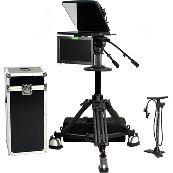Ikan 17" SDI Teleprompter, Pedestal & Dolly Turnkey with 19" Widescreen Talent Monitor