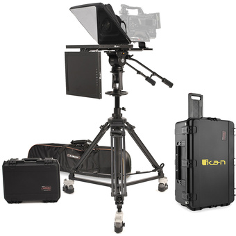 Ikan PT4500 SDI 15" Teleprompter, Pedestal & Dolly Turnkey with Talent Monitor & Travel Case