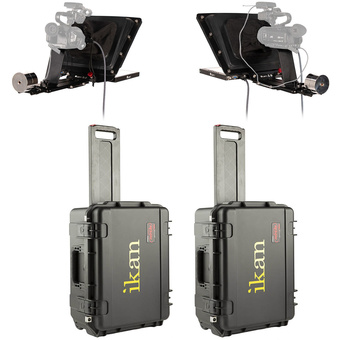 Ikan P2P Interview System with 2 Professional 17" High Bright Teleprompters Travel Kit