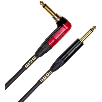 Mogami Gold Series Instrument Cable with Silent Plug Right Angle to Straight (7.6m)
