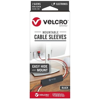 VELCRO 20 x 12cm Mountable Cable Sleeves (Black)