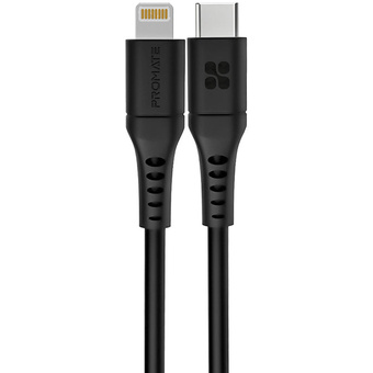 Promate PowerLink USB-C to Lightning Cable (1.2m, Black)