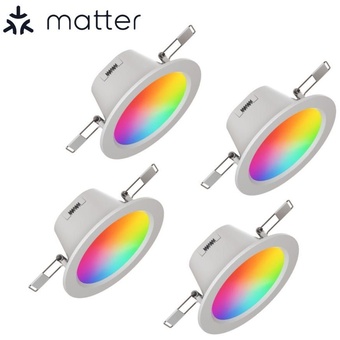 Nanoleaf Essentials Colour Smart LED Downlight (Matter Compatible, 4 Pack)