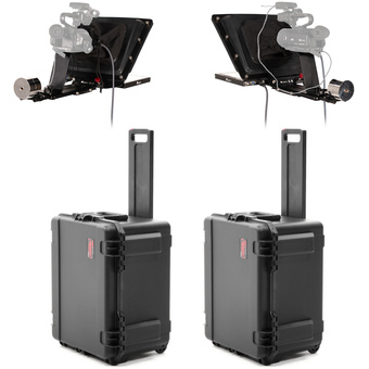 P2P Interview System w/ 2x 15" SDI Widescreen High-Bright Teleprompters (Travel Kit)