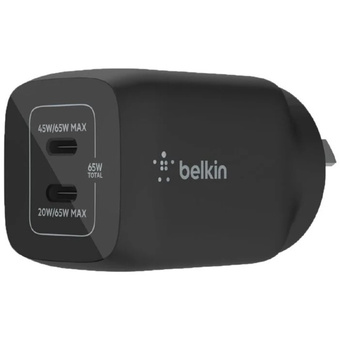Belkin BoostUp Charge 65W Dual USB-C Wall Charger (Black)