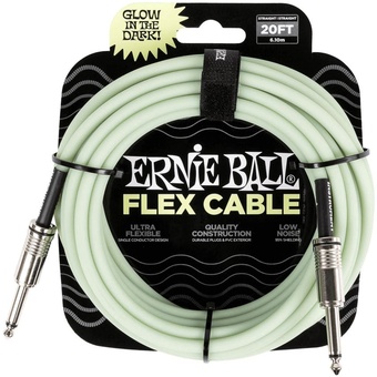 Ernie Ball Flex Straight Instrument Cable (6m, Glow in the Dark)