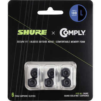 Shure 100 Series Comply Foam Sleeves for Shure Earphones (Large, 3 Pair)