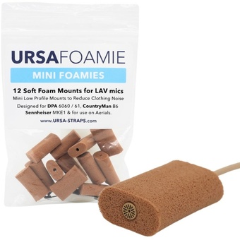 Ursa Straps Mini Foamies for Lavalier Microphones (12-Pack, Brown)