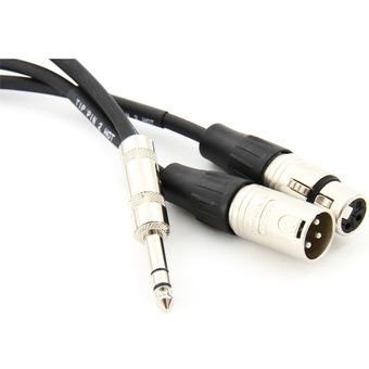 Pro Co Sound Stereo 1/4" Male to 2 XLR (1 Male, 1 Female) Insert Y-Cable - 5'