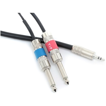 Pro Co Sound Stereo Mini (3.5mm) Male to 2 Mono 1/4" Male Soundcard Patch Y-Cable - 20'