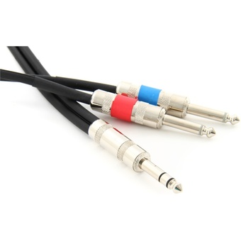 Pro Co Sound Insert Y-Cable 1/4" Male Phone TRS Stereo To 2x 1/4" Male Phone TS Mono - 10'