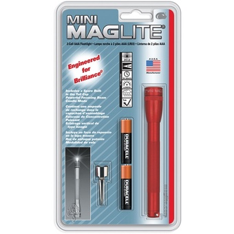 Maglite Mini Maglite 2-Cell AAA Flashlight with Clip (Red)