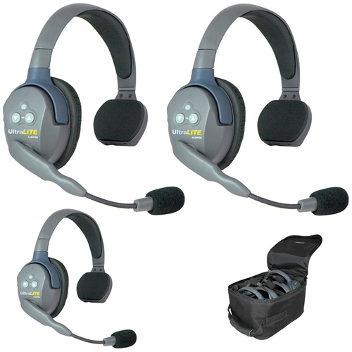 Eartec UL3S UltraLITE 3-Person Single-Ear Headset System with Batteries, Charger & Case