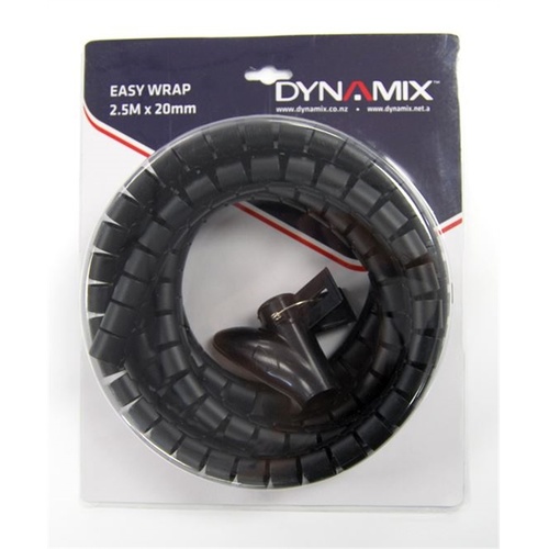 DYNAMIX Easy Wrap Cable Management Solution (Black, 2.5m x 20mm)