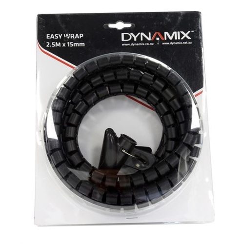 DYNAMIX Easy Wrap Cable Management Solution (Black, 2.5m x 15mm)