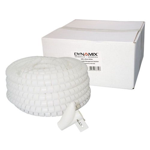 DYNAMIX Easy Wrap Cable Management Solution (White, 20m x 20mm)