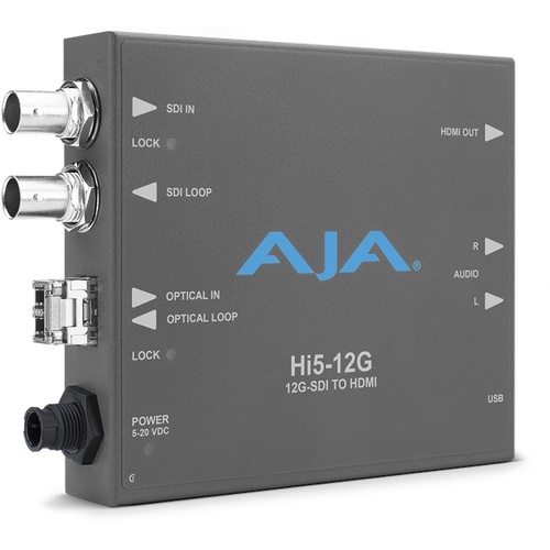 AJA Hi5-12G SDI to HDMI 2.0 Converter with Fiber Receiver Transceiver
