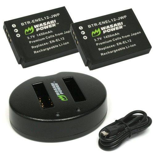 Wasabi Power Battery and Dual USB Charger for Nikon EN-EL12 (2-Pack)
