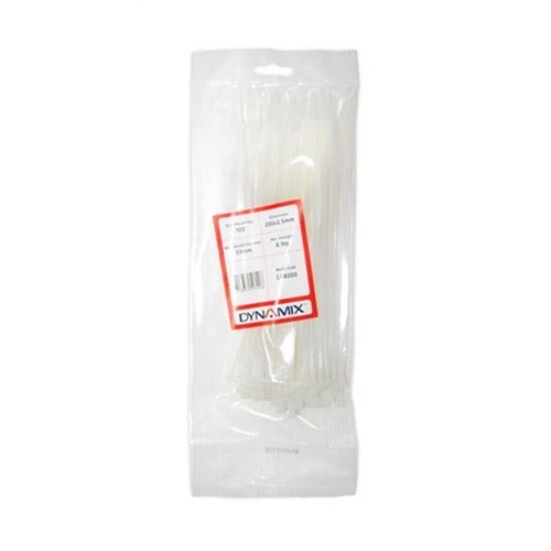 DYNAMIX CAB236 Cable Ties 200mm x 3.6mm (20 x 0.36 cm) - Pack of 100, White