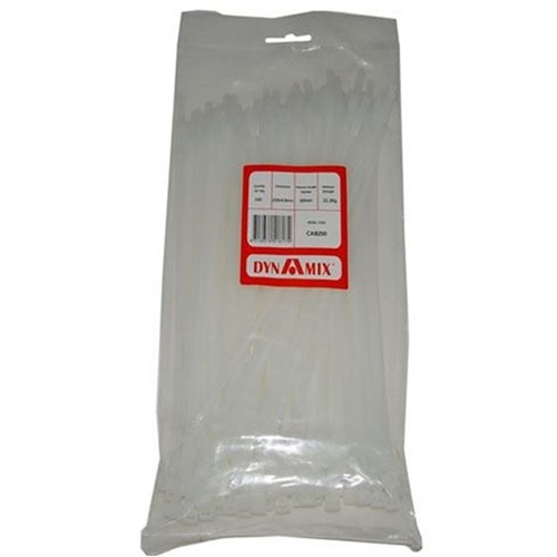 DYNAMIX CAB250 Cable Ties 250mm x 4.8mm(25 x 0.48 cm) - 100 Pack, White