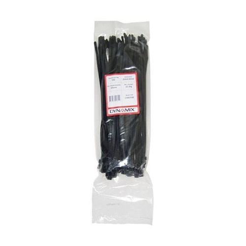 DYNAMIX CAB250B Cable Ties 250mm x 4.8mm (25 x 0.48 cm) - 100 Pack, Black