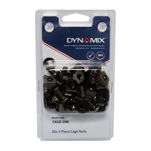 DYNAMIX 20pc Pack 3 Piece M6 Cage Nut (Black)