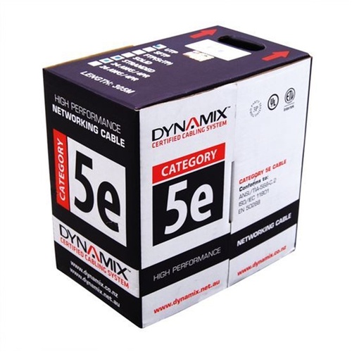 DYNAMIX Cat5E UTP External Dual Sheath Solid Cable Roll (Black, 305 m)
