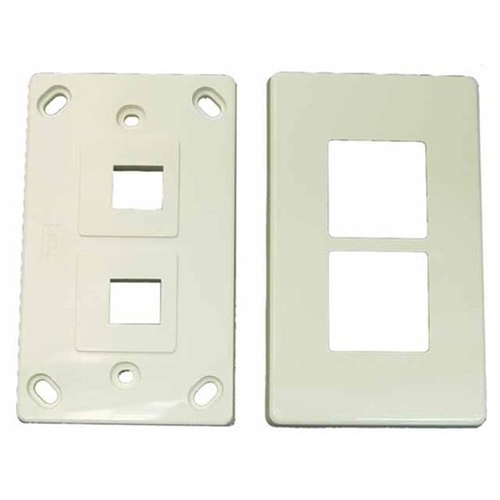 DYNAMIX Dual Port RJ45 Keystone Horizontal Mount Face Plate (2-Piece)