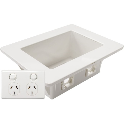 DYNAMIX Recessed Wall Box with 2-Port GPO