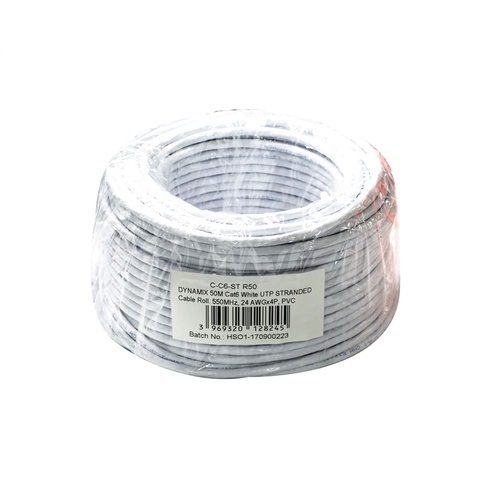 DYNAMIX Cat6  UTP STRANDED Cable Roll (50m, Beige)