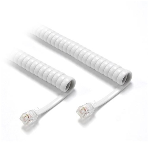 DYNAMIX Curly Handset Cord 4 Wire RJ22 To RJ22 Cable (White)