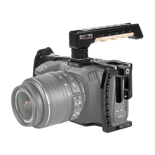 SHAPE Blackmagic Pocket Cinema 4K Camera Cage with Wooden Top Handle