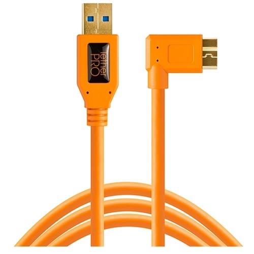 Tether Tools TetherPro USB 3.0 Type-A Male to Micro-USB Right-Angle Male Cable 4.6m (Orange)