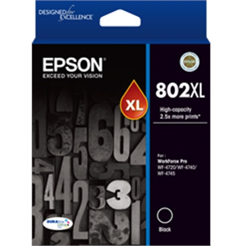 Epson 802XL High Capacity DURABrite Ultra Black Ink Cartridge