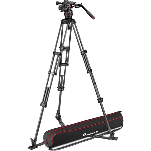 Manfrotto Nitrotech 608 Fluid Video Head and Carbon Fiber Twin Leg Tripod with Ground Spreader