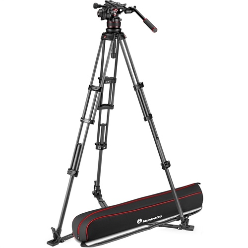 Manfrotto Nitrotech 612 Fluid Video Head and Carbon Fiber Twin Leg Tripod with Ground Spreader