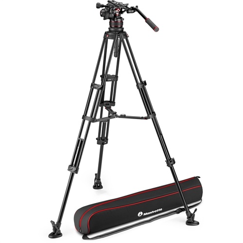 Manfrotto Nitrotech 612 Fluid Video Head and Aluminum Twin Leg Tripod with Middle Spreader