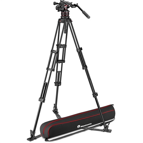 Manfrotto Nitrotech 612 Fluid Video Head and Aluminum Twin Leg Tripod with Ground Spreader