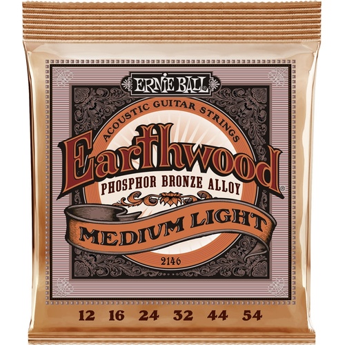 Ernie Ball Earthwood Medium Light Phosphor Bronze Acoustic Guitar Strings (12 - 54)
